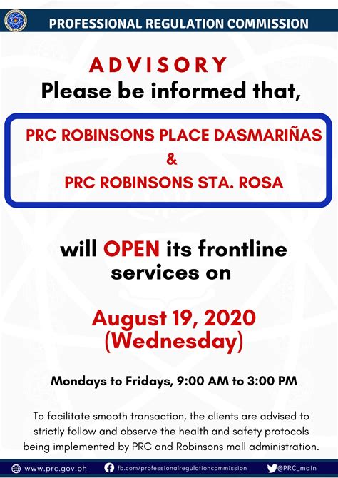 Suspension of Frontline Services in PRC Robinsons Sta. Rosa, .